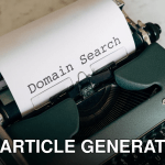 Close-up of a vintage typewriter with paper displaying 'Domain Search' text, ideal for retro themes.