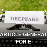 A vintage typewriter displaying the word 'Deepfake' on paper outdoors, highlighting technology contrast.