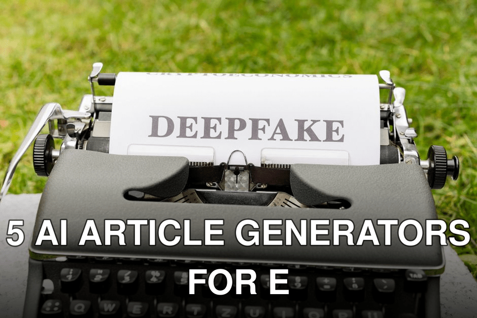 A vintage typewriter displaying the word 'Deepfake' on paper outdoors, highlighting technology contrast.
