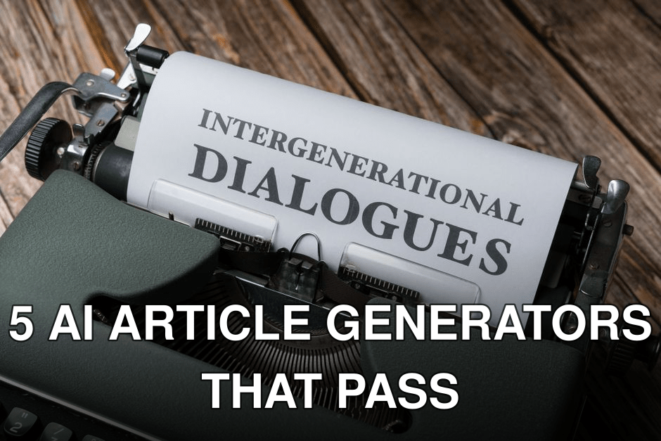 Close-up of a vintage typewriter with paper reading 'Intergenerational Dialogues'.