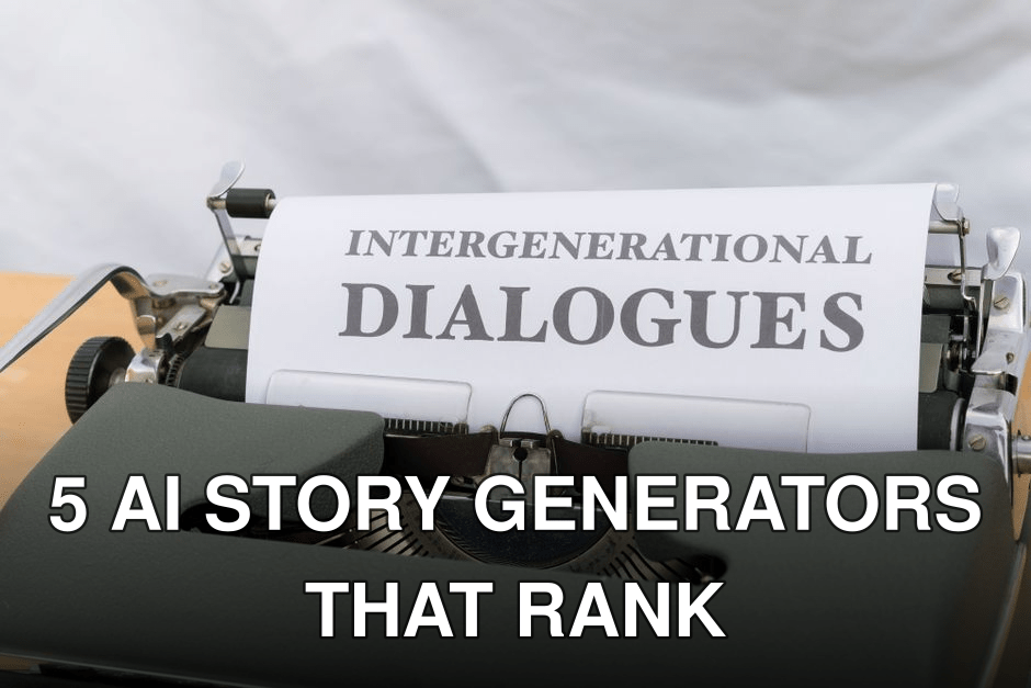 Close-up of a vintage typewriter with a sheet labeled 'Intergenerational Dialogues.'