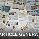 A variety of Arabic newspapers laid out, showcasing cultural and news diversity in Fès, Morocco.