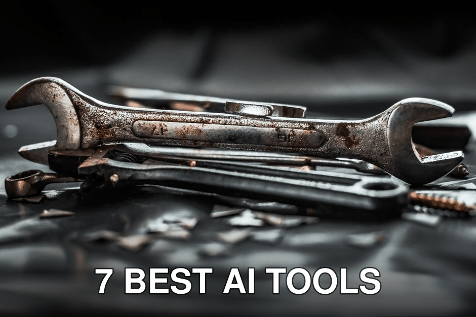 Close-up of rustic tools on a black surface, showcasing a vintage industrial aesthetic.