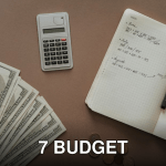 Flat lay with calculator, notebook, and US dollars ideal for financial concepts.