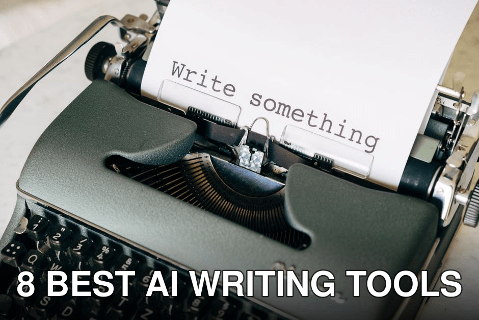 A close-up of a vintage typewriter with 'Write something' typed on paper.