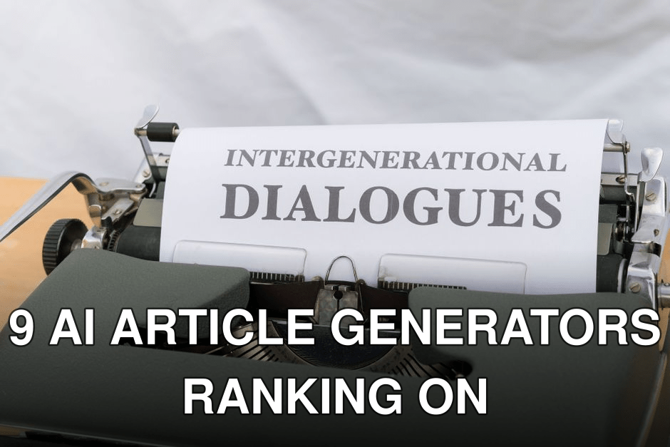 Close-up of a vintage typewriter with a sheet labeled 'Intergenerational Dialogues.'
