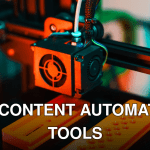 Detailed view of a 3D printer in action, extruding orange plastic components.