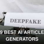 Old-fashioned typewriter with a paper labeled 'DEEPFAKE', symbolizing AI-generated content.