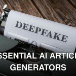 Close-up of a typewriter with the word Deepfake typed on paper. Concept of technology and media.