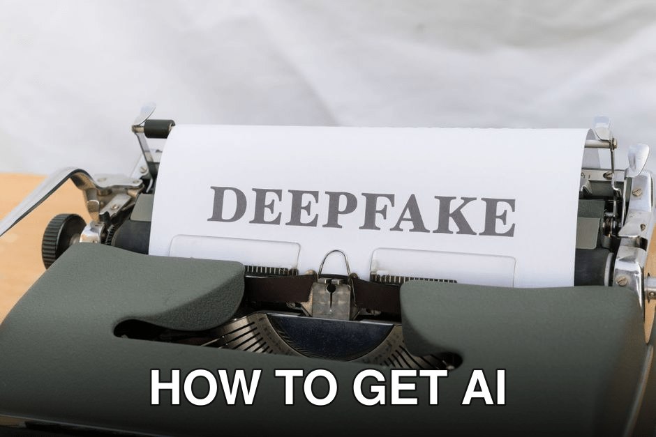 Old-fashioned typewriter with a paper labeled 'DEEPFAKE', symbolizing AI-generated content.
