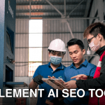 Workers in a warehouse reviewing blueprints, emphasizing teamwork and safety.