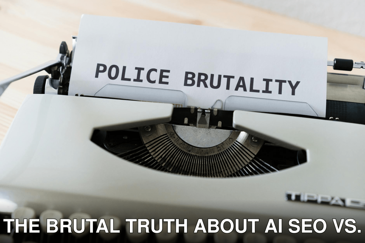 Close-up of a typewriter with the text 'POLICE BRUTALITY' on paper, highlighting the message of awareness.