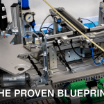 Close-up of advanced machinery showcasing robotic automation and precision engineering.