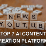 Scrabble tiles spelling words on wooden surface, focusing on YouTube and News.