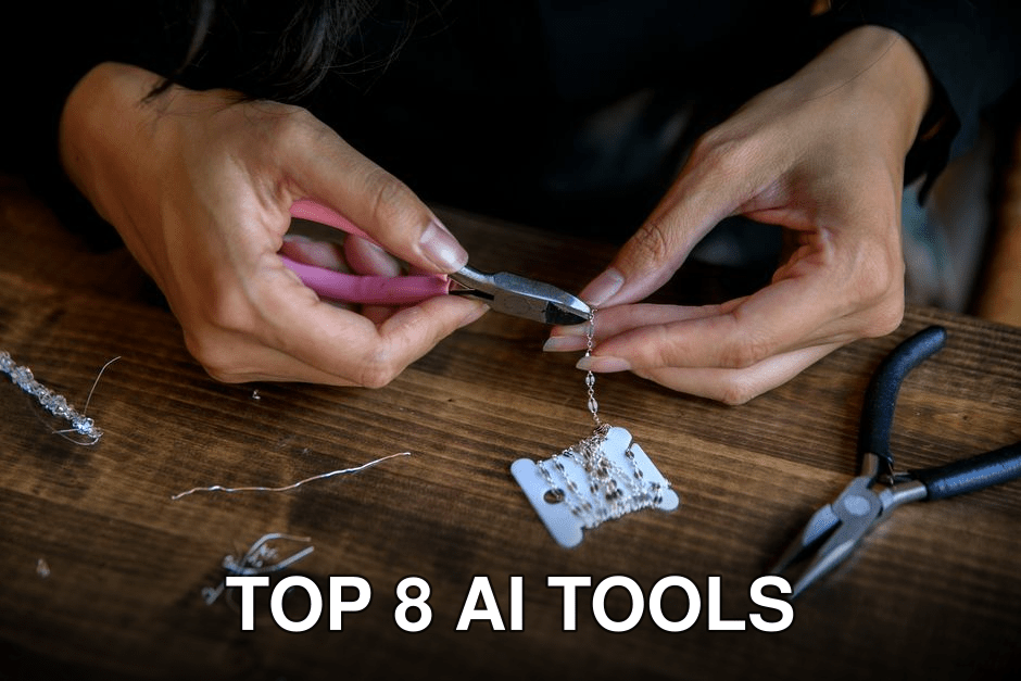 Detailed view of hands crafting jewelry using pliers, showcasing creativity and craftsmanship.