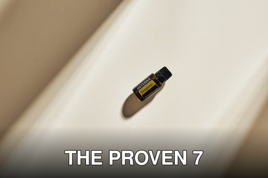 A minimalist still life depicts an essential oil bottle casting a shadow, conveying simplicity and calm.