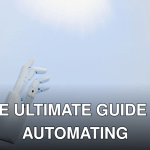A robotic hand reaching towards a bright light on a white background symbolizing innovation.