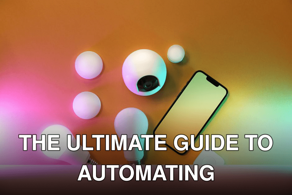 A collection of smart home devices including light bulbs and a smartphone, showcasing modern technology.