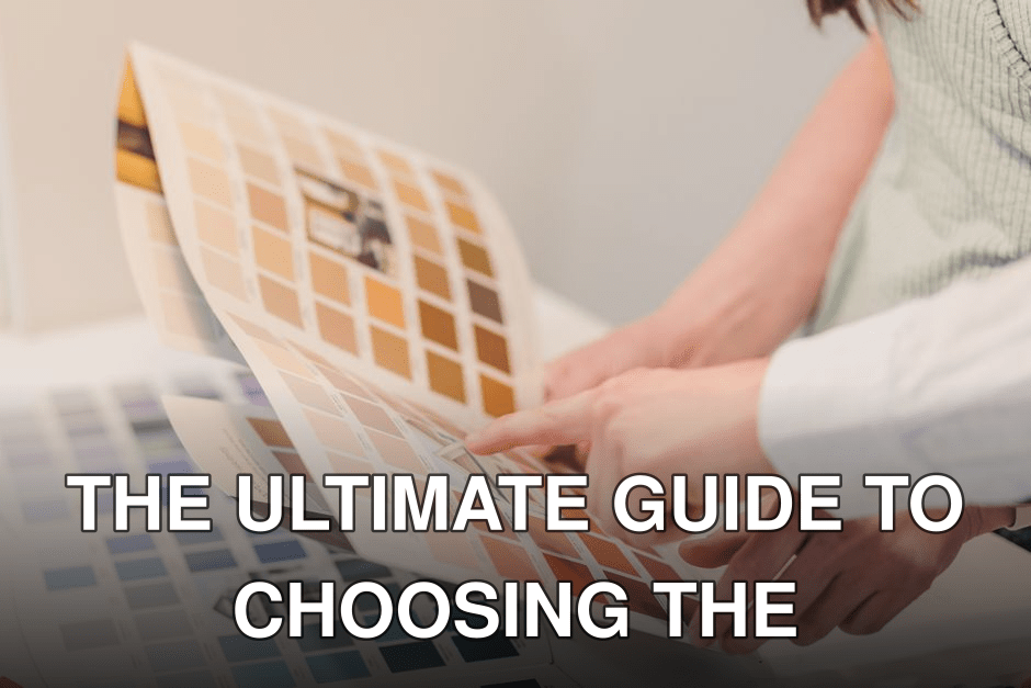 Two people discussing and choosing color palettes for interior design projects.